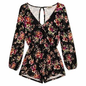 Show Me Your Mumu Velour Floral Romper Medium Black Boho Festival